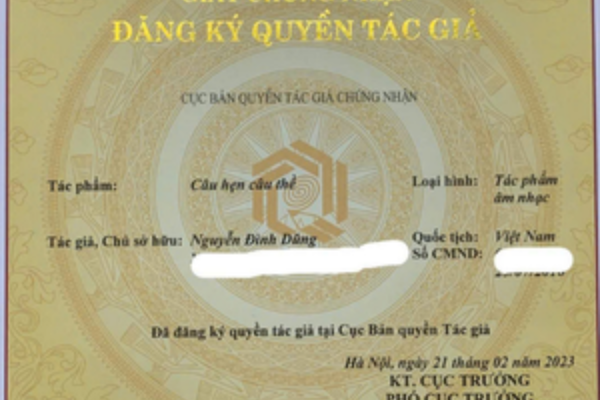 Luật Tín Thành đăng ký quyền tác giả cho ca sĩ Nguyễn Đình Dũng